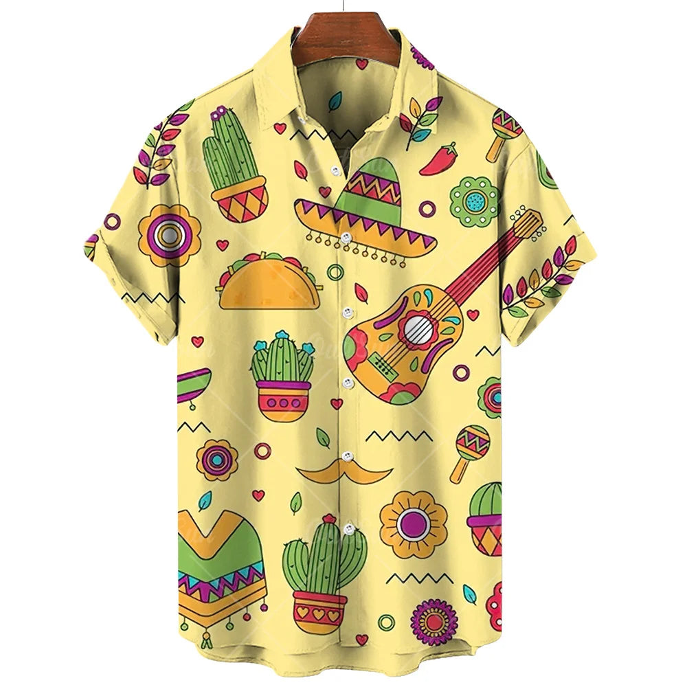 Men's T-Shirt Mexican Style Men's Clothing Summer