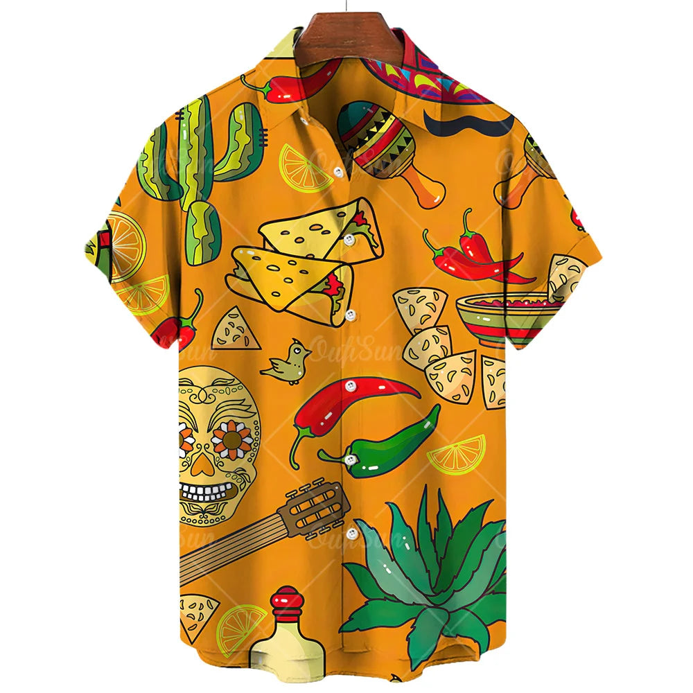 Men's T-Shirt Mexican Style Men's Clothing Summer