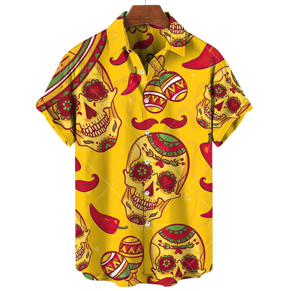 Men's T-Shirt Mexican Style Men's Clothing Summer