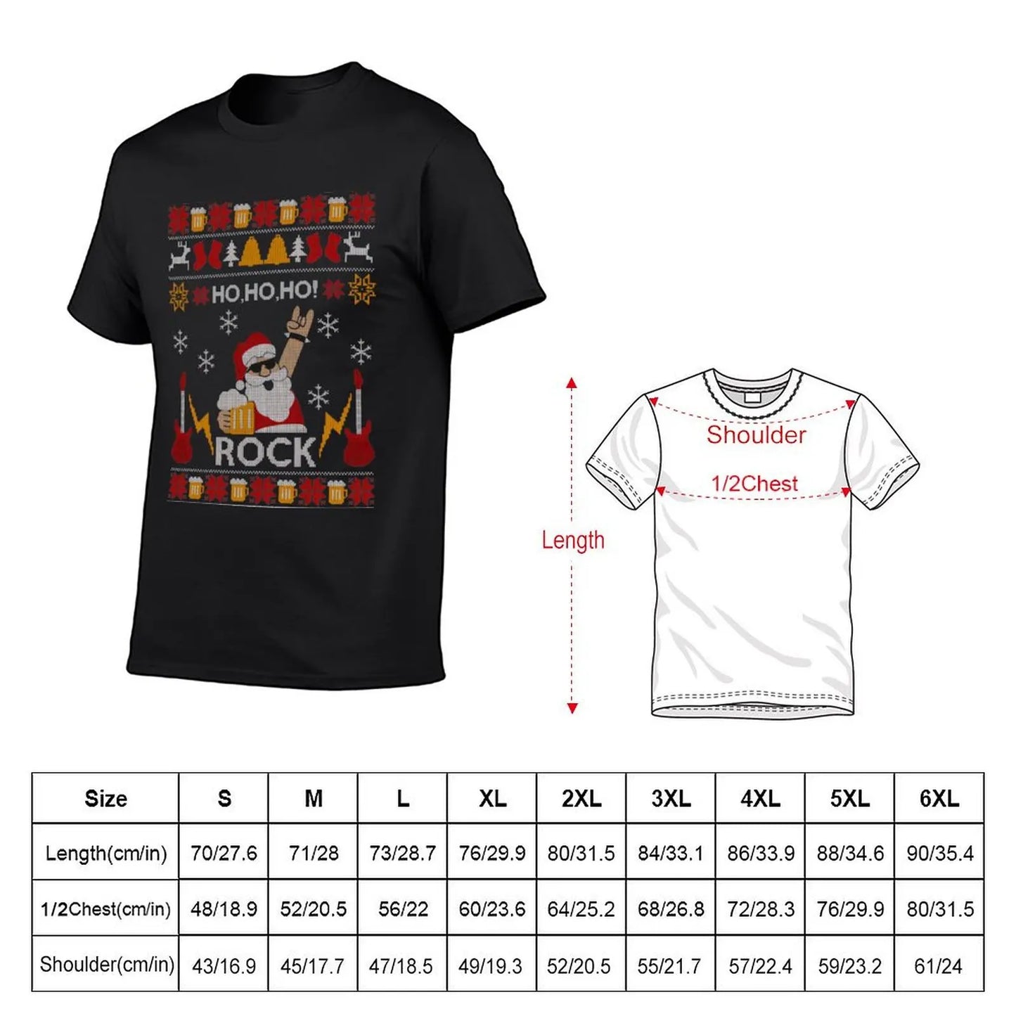 Ho Ho Santa Rock Christmas T-Shirt