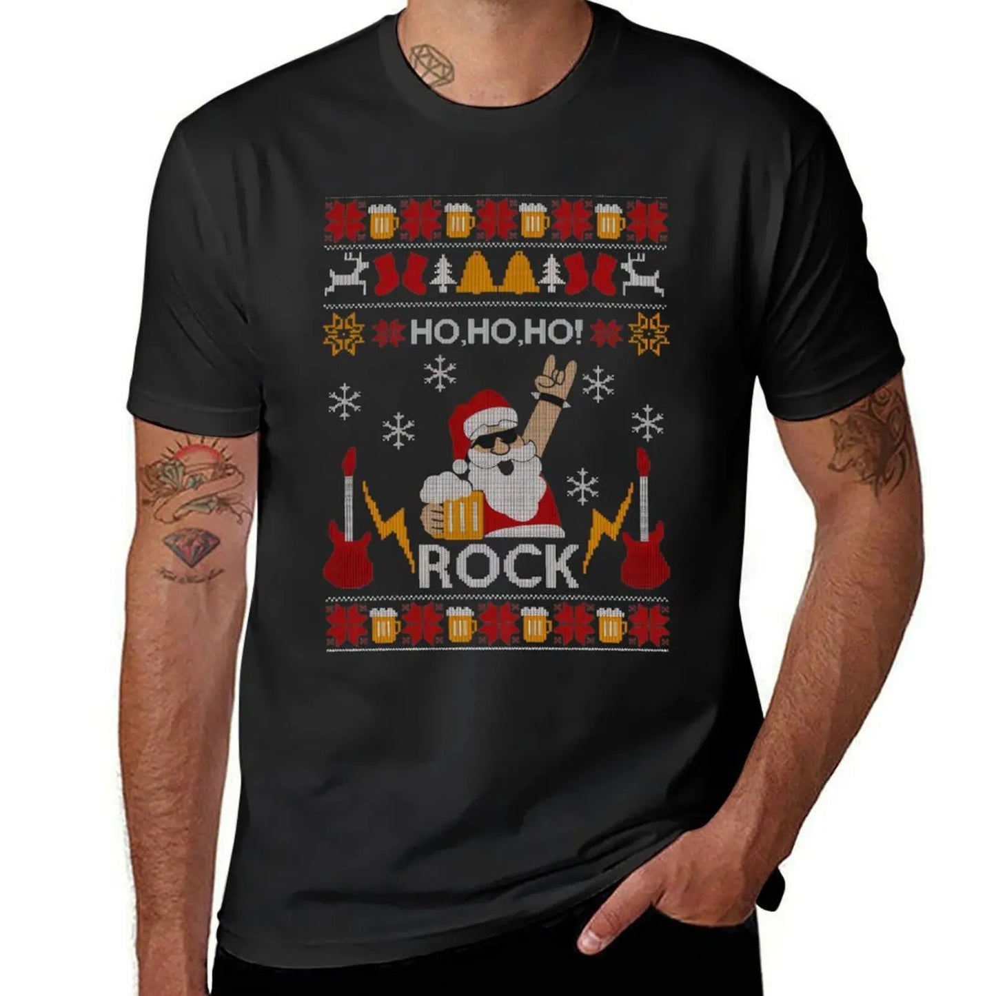 Ho Ho Santa Rock Christmas T-Shirt