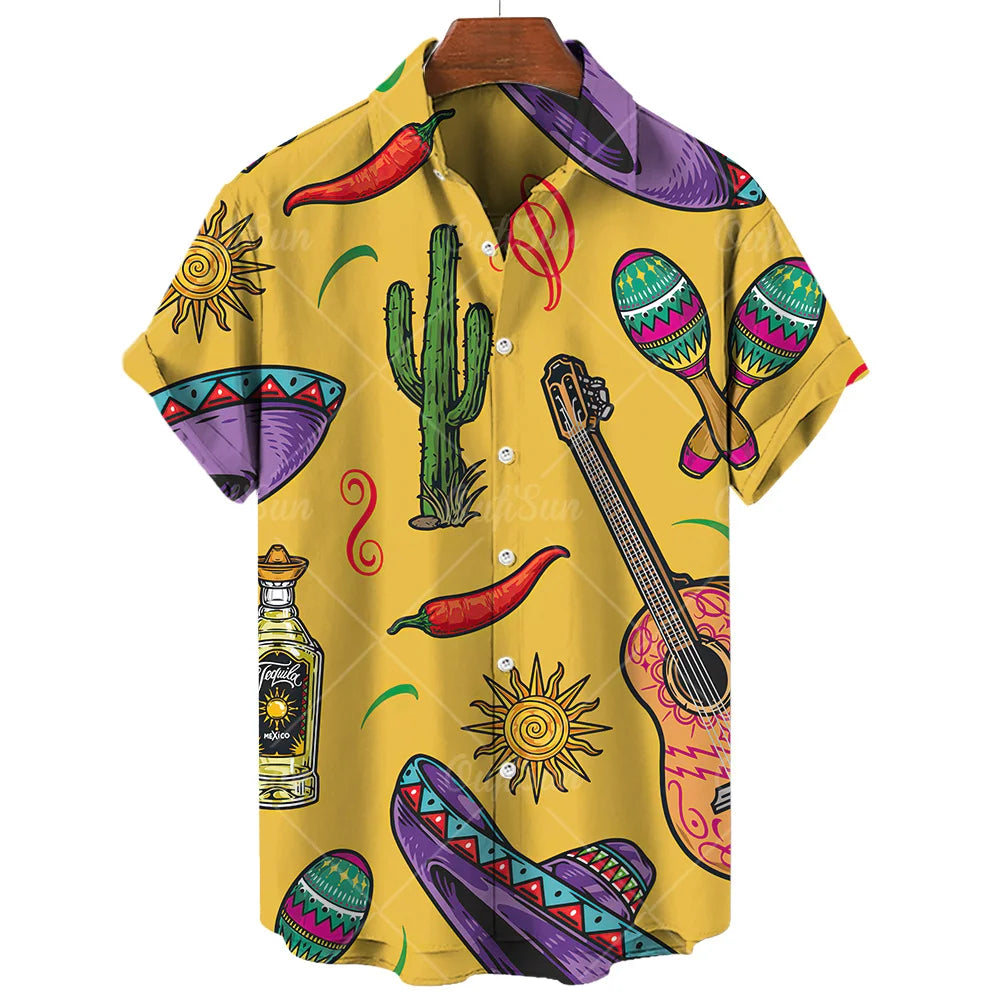 Men's T-Shirt Mexican Style Men's Clothing Summer