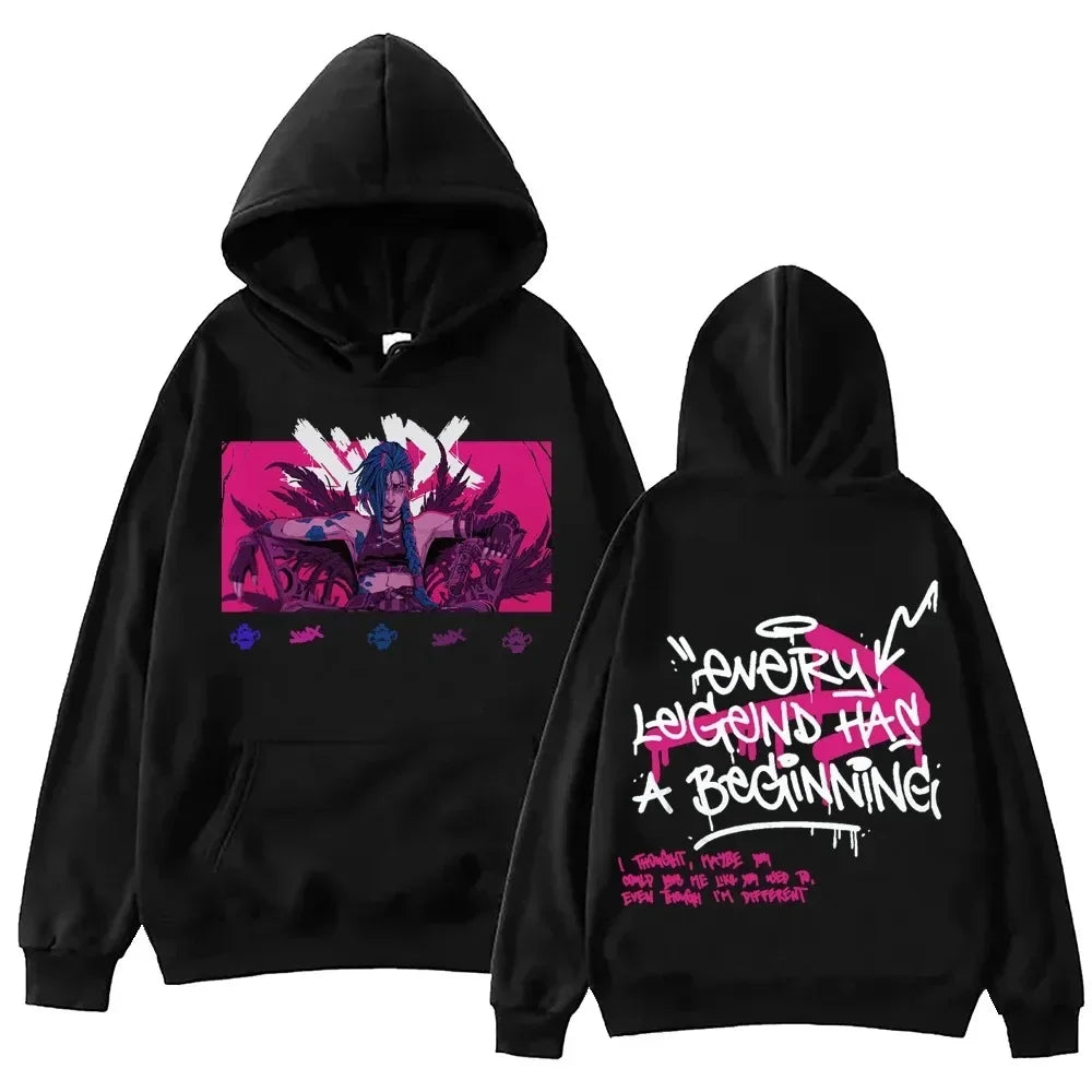 Arcane-Jinx Graphic Zipper Hoody Men Women Hip Hop Fashion