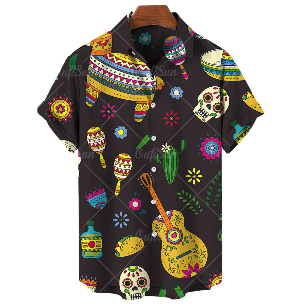 Men's T-Shirt Mexican Style Men's Clothing Summer