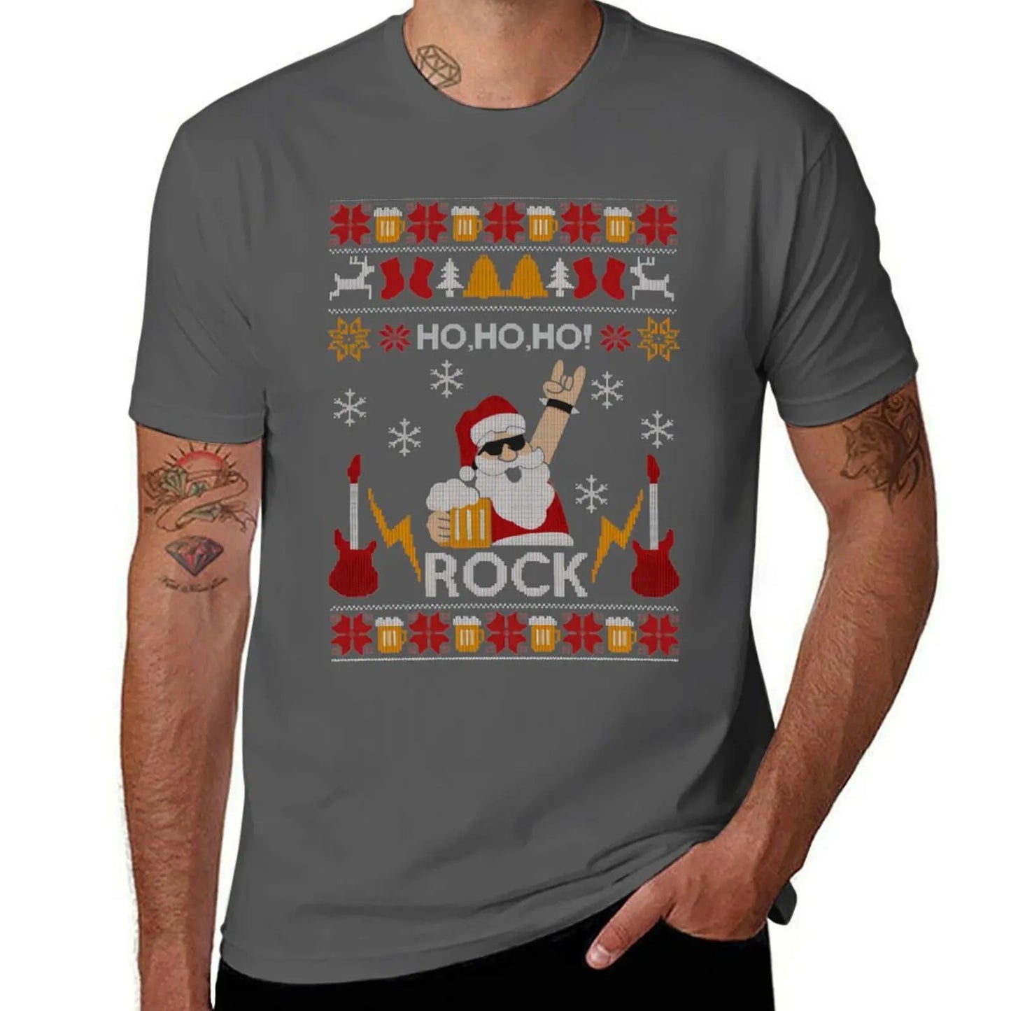 Ho Ho Santa Rock Christmas T-Shirt