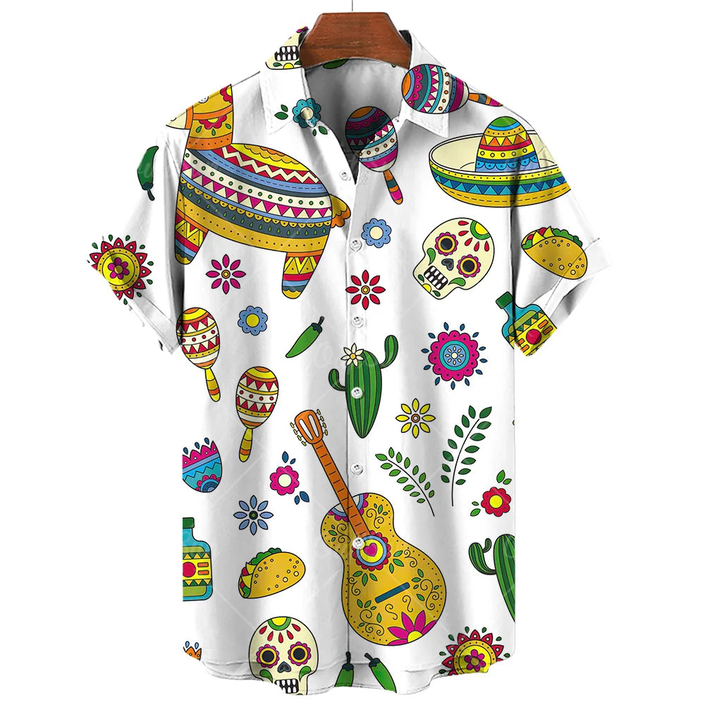 Men's T-Shirt Mexican Style Men's Clothing Summer